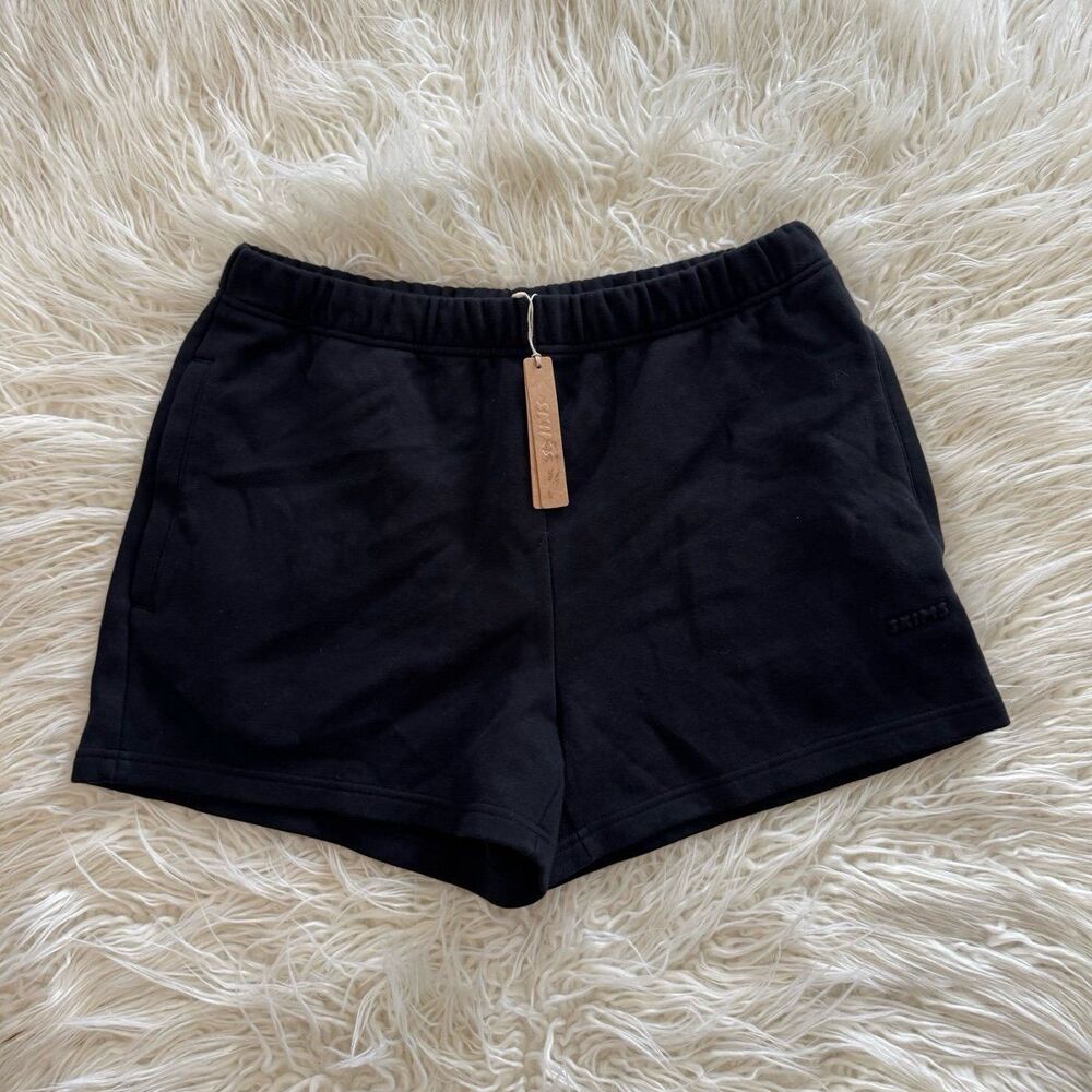 Skims Cotton Fleece Classic Short Onyx Size Large